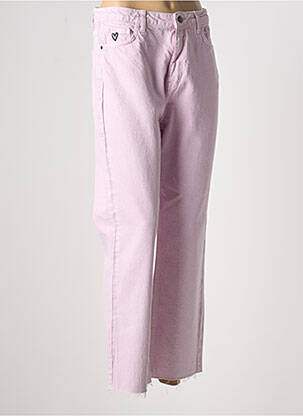 Pantalon drept închidere cu fermoar sub clapetă cu nasturi violet DESIGUAL femeie