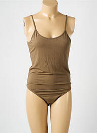 Body guler rotund bretele subțiri verde MAJESTIC FILATURES femme
