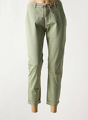 Pantalon chino țesătură poplin mărime normală verde KANOPE femeie
