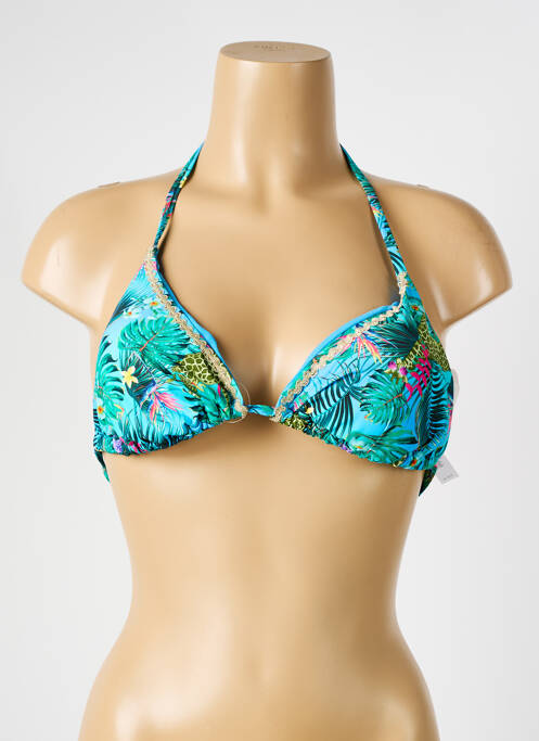 Sutien de costum de baie închidere cu legături de legat top triunghiuri albastru VERDISSIMA femme