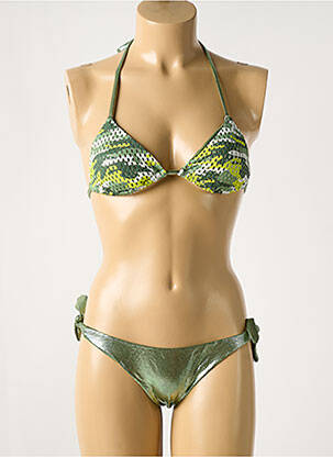 Costum de baie din două piese elasticitate top triunghiuri verde VERDISSIMA femeie