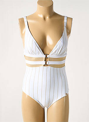 Costum de baie dintr-o singură piesă imprimeu fantezie top sutien modelat alb SUN PLAYA femeie