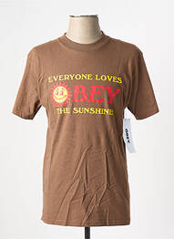 Tricou croială dreaptă mâneci scurte maro OBEY homme