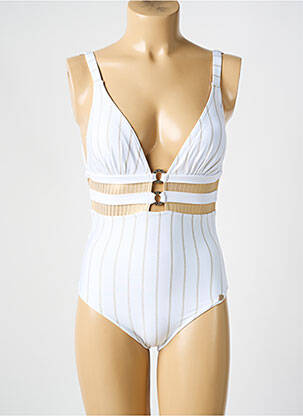 Costum de baie dintr-o singură piesă imprimeu fantezie top sutien modelat alb SUN PLAYA femeie
