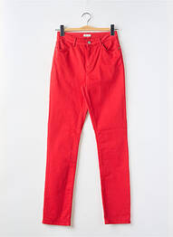 Pantalon slim țesătură poplin talie înaltă roșu KANOPE femme