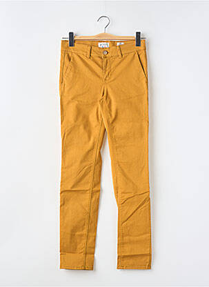 Pantalon chino țesătură poplin mărime normală galben HAPPY femeie