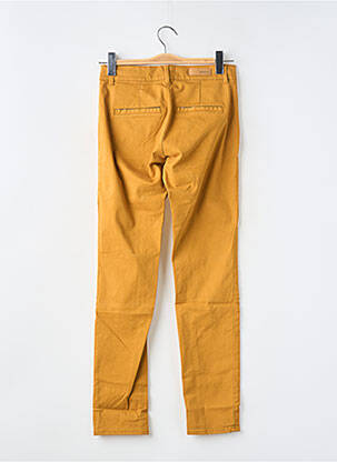 Pantalon chino țesătură poplin mărime normală galben HAPPY femeie