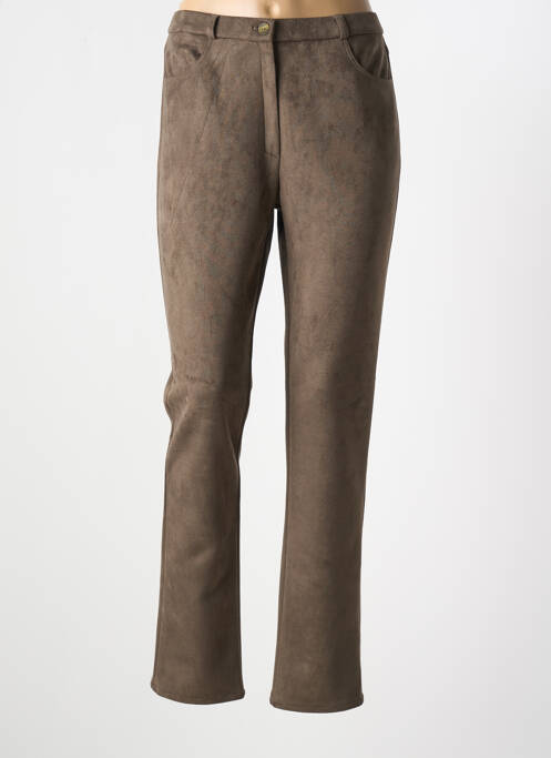 Pantalon slim talie elastică mărime normală verde GEVANA femme