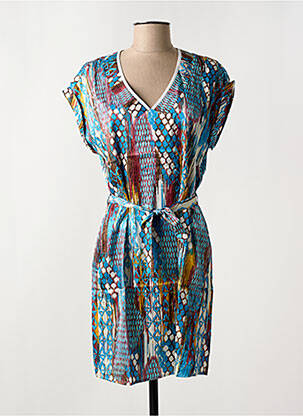 Rochie scurtă mâneci scurte mâneci scurte albastru ARELINE femeie