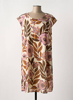 Rochie midi imprimeu floral mâneci scurte bej LA FEE MARABOUTEE femeie