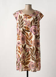 Rochie midi imprimeu floral mâneci scurte bej LA FEE MARABOUTEE femeie
