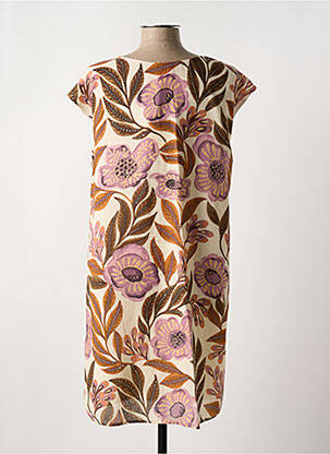 Rochie midi imprimeu floral mâneci scurte bej LA FEE MARABOUTEE femeie
