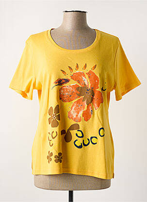 Tricou serigrafie mâneci scurte galben FRANCE RIVOIRE femeie