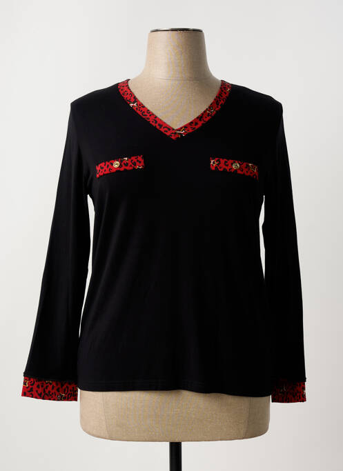 Tricou guler în v mâneci lungi negru TELMAIL femme