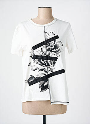 Tricou serigrafie mâneci scurte bej DESIGUAL femeie