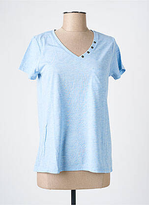 Tricou guler în v mâneci scurte albastru CLOSETTE femeie