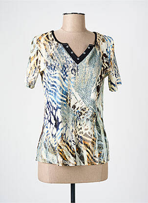Tricou guler în v mâneci scurte bej CHRISTINE LAURE femeie