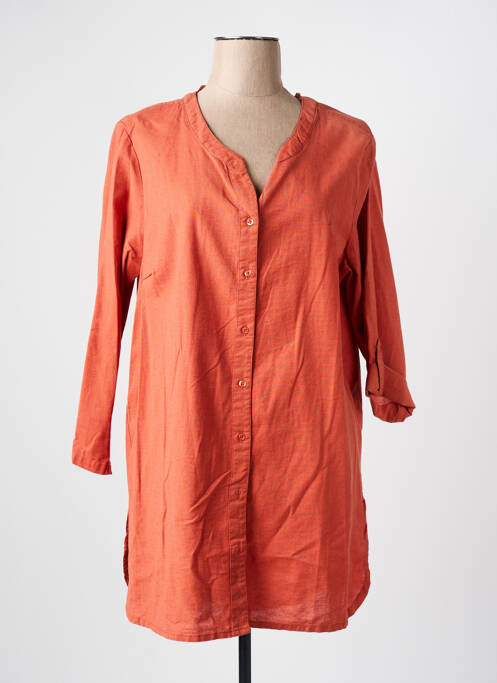 Tunică mâneci lungi închidere cu nasturi pe față portocaliu CISO femme