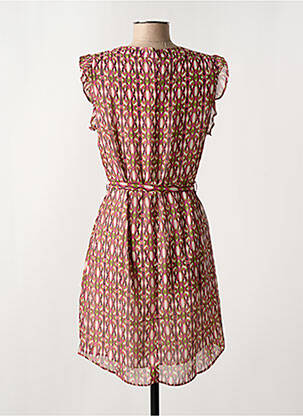 Rochie scurtă mâneci scurte mâneci scurte roz ARELINE femeie