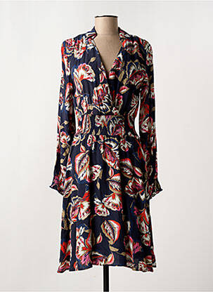 Rochie midi imprimeu floral mâneci lungi albastru MORGAN femeie