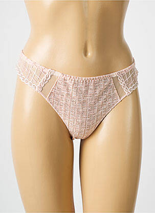 Tanga efect material satinat roz LOUISA BRACQ femeie