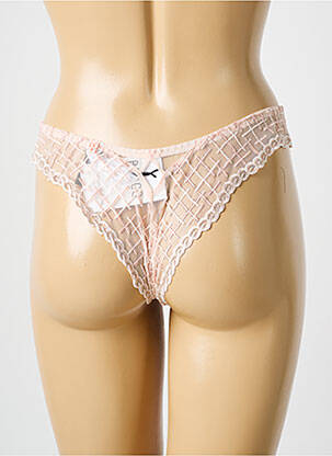 Tanga efect material satinat roz LOUISA BRACQ femeie