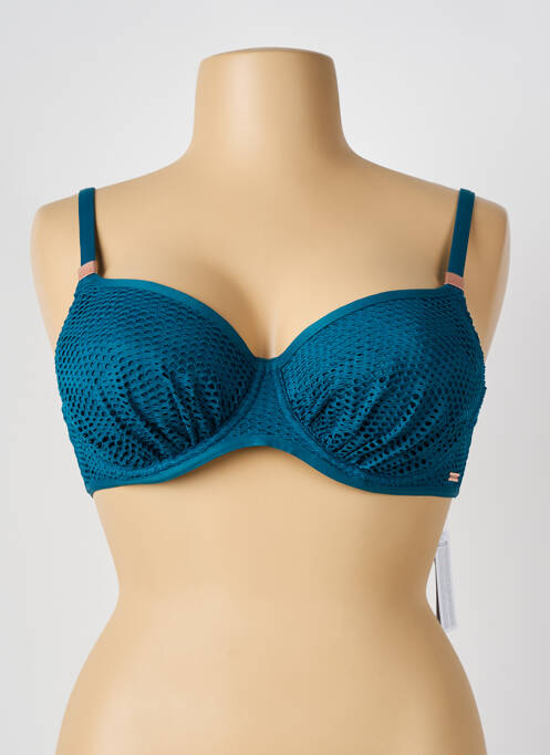 Sutien de costum de baie elasticitate sutien cupe întregi cu decolteu înalt albastru FANTASIE femme