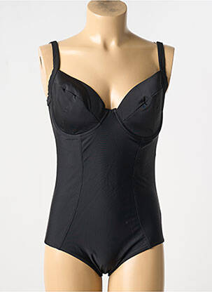 Costum de baie dintr-o singură piesă efect material satinat sutien cupe întregi cu decolteu înalt negru BIKINIS STORY femeie
