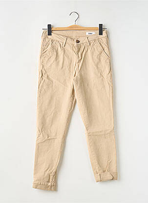 Pantalon chino țesătură poplin mărime normală bej REIKO femeie