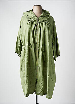 Palton lung cu glugă verde POMME ROUGE femeie