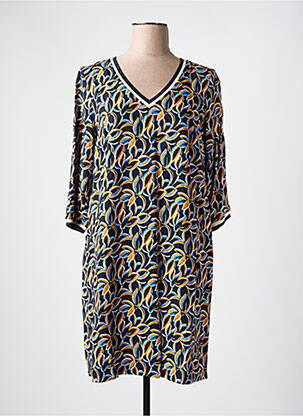 Rochie midi mâneci 3/4 mâneci 3/4 albastru SIGNE NATURE femeie