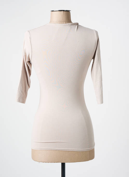 Tricou guler în v mâneci scurte bej RENDEZ-VOUS femme