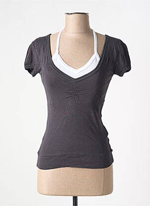 Tricou guler în v mâneci scurte gri ONLY femeie