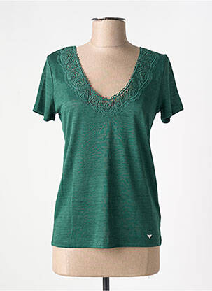 Tricou guler în v mâneci scurte verde LPB femeie