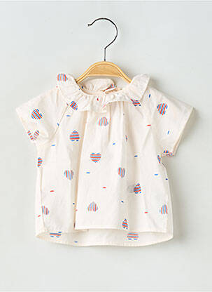 Bluză imprimeu fantezie mâneci scurte alb PETIT BATEAU fată