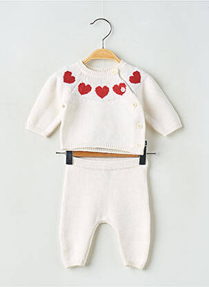Set pantaloni guler rotund alb PETIT BATEAU copil