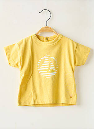 Tricou croială dreaptă mâneci scurte galben PETIT BATEAU băiat