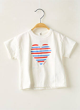 Tricou croială dreaptă mâneci scurte alb PETIT BATEAU fată
