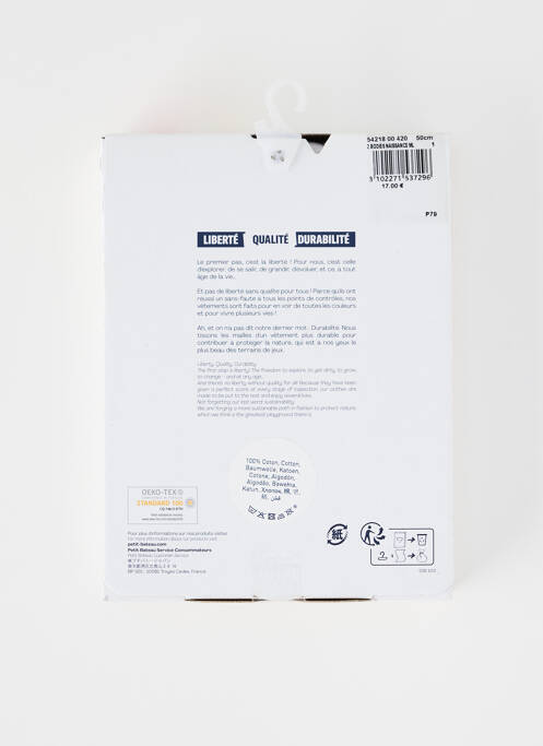 Body de lenjerie alb PETIT BATEAU copil