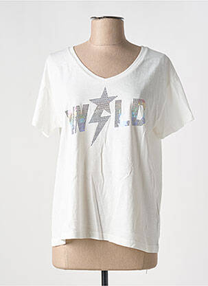 Tricou croială dreaptă mâneci scurte alb NINE TEES femeie