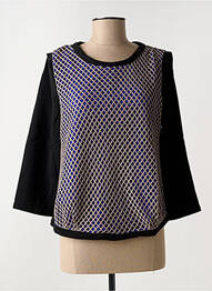 Top guler rotund mâneci lungi albastru ARELINE femme