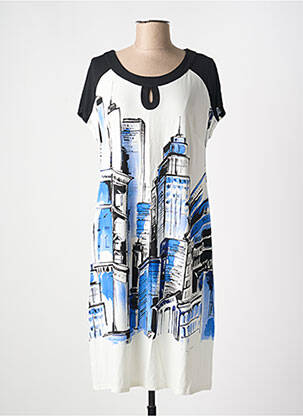 Rochie midi imprimeu fantezie mâneci scurte albastru BARANDI femeie