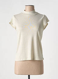 Top elasticitate mâneci scurte bej GRACE & MILA femme