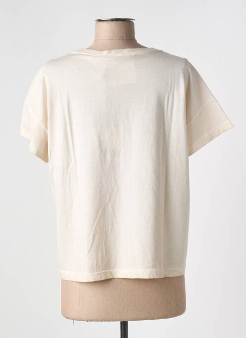 Tricou croială dreaptă mâneci scurte bej 8PM femme