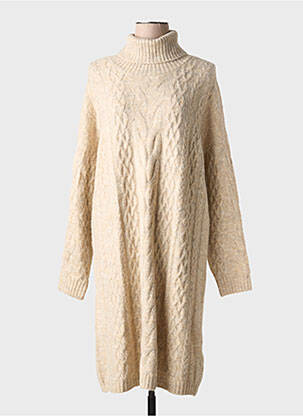 Rochie pulover elasticitate mâneci lungi bej CREAM femeie