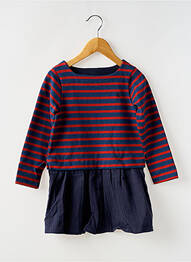Rochie midi guler rotund mâneci lungi albastru PETIT BATEAU fille