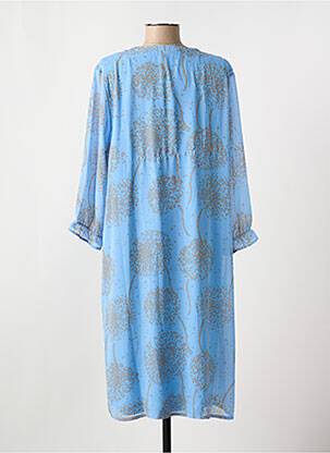 Rochie midi croială fluidă mâneci lungi albastru SIGNATURE femeie