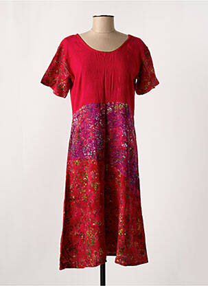 Rochie midi imprimeu floral mâneci scurte roz C. BY BEA femeie