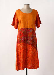 Rochie midi imprimeu fantezie mâneci scurte portocaliu C. BY BEA femeie
