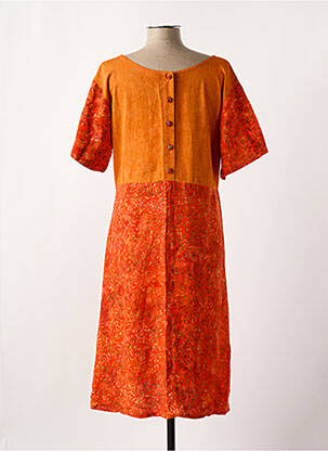 Rochie midi imprimeu fantezie mâneci scurte portocaliu C. BY BEA femeie